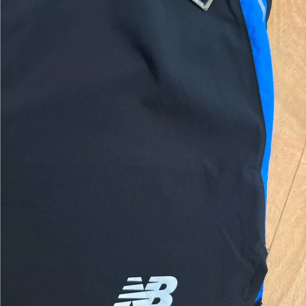 New Balance Men's Black and Blue Athletic Shorts